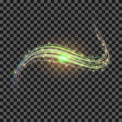 starry light background. green glowing lines. speed motion effect. sparcle glitter trail