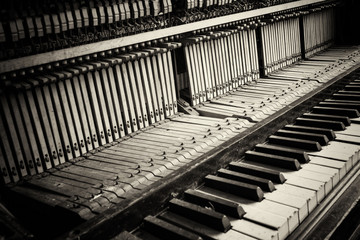 Wall Mural - Keys from an old broken damaged piano