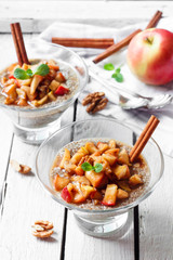 Wall Mural - Chia pudding with caramelized apples and walnuts
