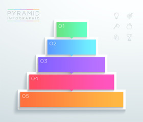 Poster - vector 3d text boxes 1 to 5 stacked pyramid infographic c