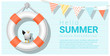 Hello summer background with lifebuoy , vector , illustration