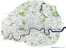 Map Of The City Of London, Great Britain