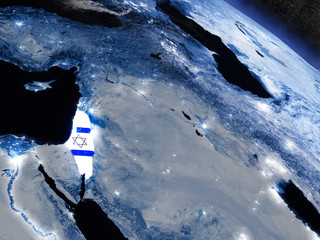 Wall Mural - Israel with embedded flag from space