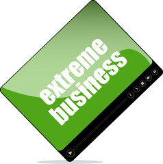 Poster - Video player for web with extreme business words