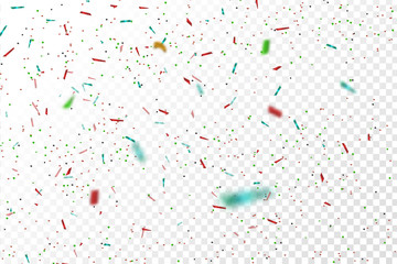vector realistic colorful confetti on the transparent background. concept of happy birthday, party a