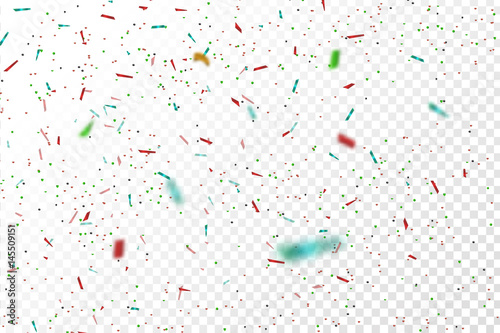 vector realistic colorful confetti on the transparent background happy birthday no background