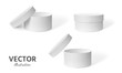 © Olena - Realistic white, round box with lid, 3D vector illustration.
