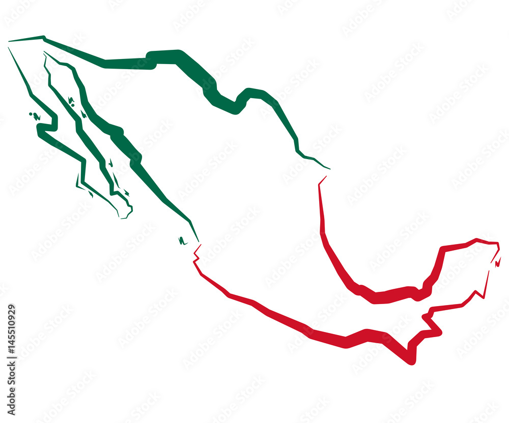 Meksyk - mapa konturowa - obrazy, fototapety, plakaty 