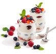 Dessert of yogurt with berries