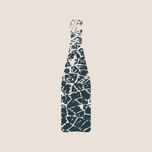 Ancient Wine Bottle Silhouette. Vector Grunge Style Illustration.
