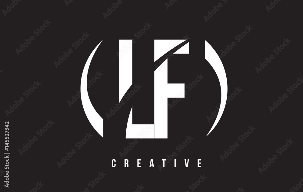 LF L F White Letter Logo Design with Black Background. Stock Vector ...