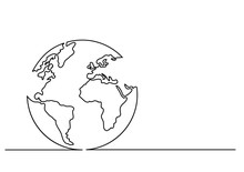 Continuous Line Drawing Of Globe