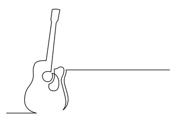 Fototapete - continuous line drawing of acoustic guitar