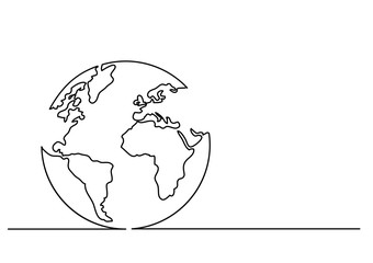  - continuous line drawing of globe