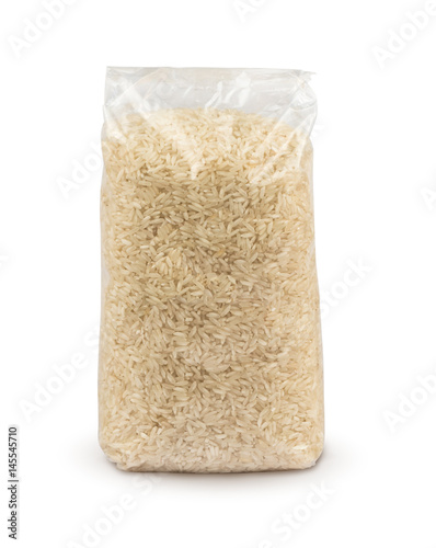 Download Plastic Bag Of Dry Long Rice Isolated On White Background With Clipping Path Mockup Package Stock Photo Adobe Stock