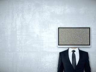 Canvas Print - TV screen headed businessperson