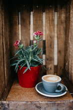 Coffee Cup And Flower Pot