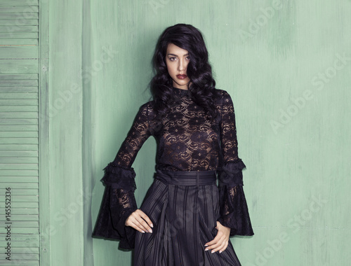 Fotografie, Obraz Model wearing black troussers and blouse