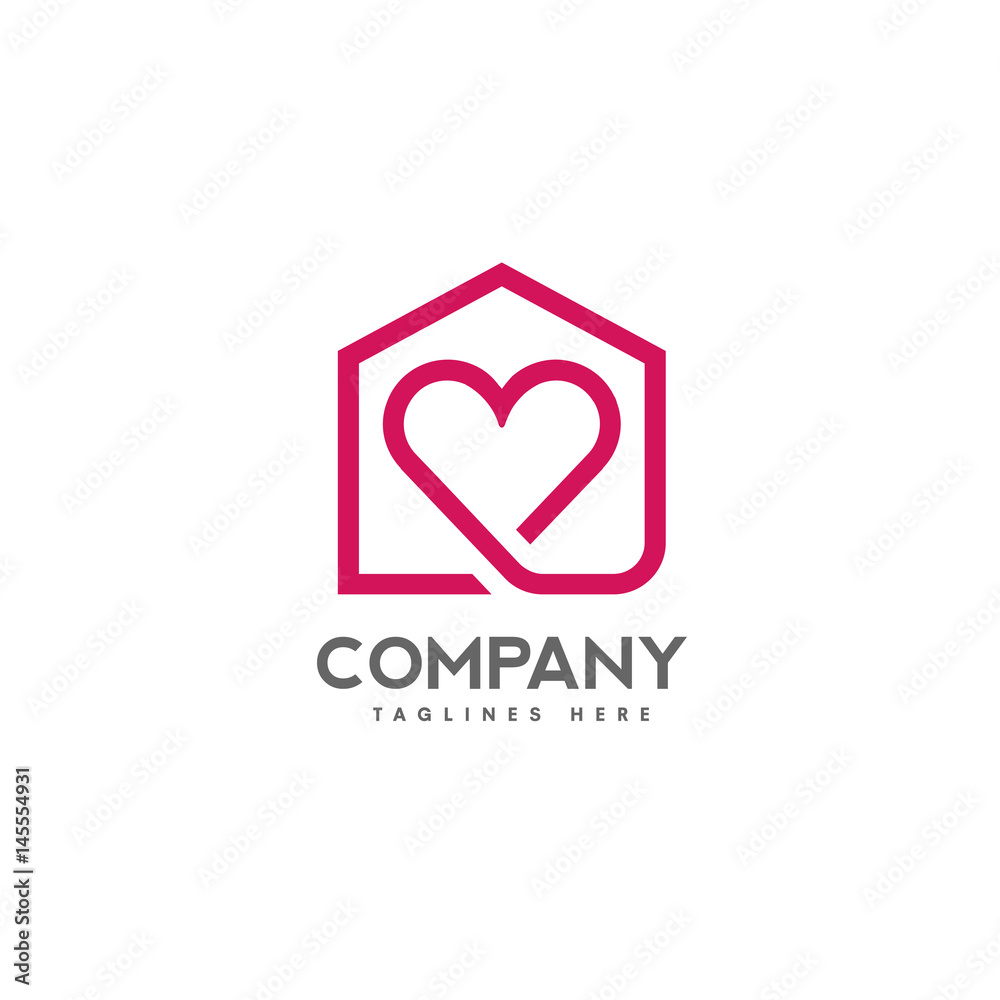 house and heart logo vector. home care logo vector, Heart love, love ...