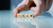 © Kitreel - Macro of the word 'Team' made of the wooden letter blocks . Concept of financial market and future of stock market business.