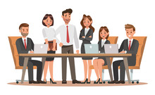 Set Of Business Characters Working In Office. Vector Illustration Design
