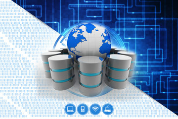 Poster - 3d rendering Database storage illustration