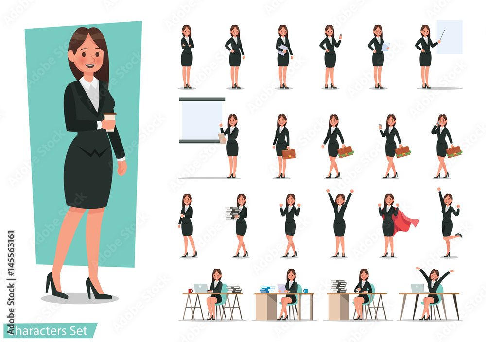 Set of Business woman character design. Stock Vector | Adobe Stock
