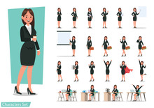 Set Of Business Woman Character Design.