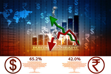 Wall Mural - 3d rendering business man with pie graph
