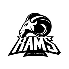 Furious ram sport club vector logo concept isolated on white background. 
Premium quality wild ram animal athletic division t-shirt tee print illustration.
