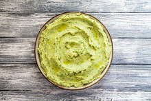 Healthy Avocado Hummus With Olive Oil. Vegetarian Concept. Selective Focus