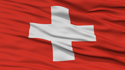 Wall Mural - Closeup Switzerland Flag, Waving in the Wind, High Resolution
