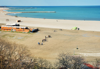 Sticker - Black sea coast on Modern beach, Constanta, Romania