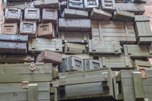 Stacks Of Old Military Ammunition Boxes In Specific Ukrainian Restaurant