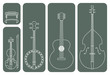 Country Music Instruments. Line Drawing Vector Illustration of Music Instruments of a regular Country Music Band.