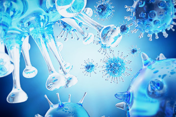 Wall Mural - 3d illustration virus. bacteria, cell infected organism, virus abstract background. influenza virus 
