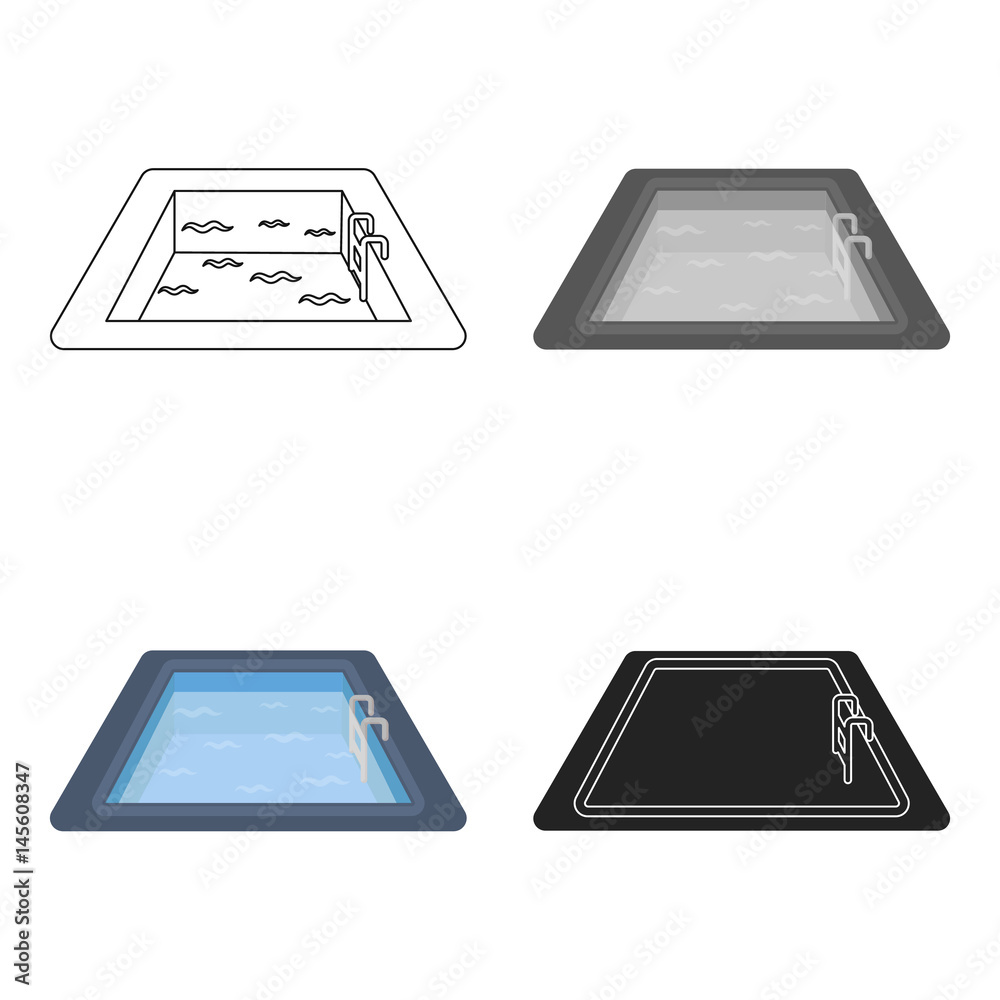 Swimming pool icon in cartoon style isolated on white background. Hotel symbol stock vector illustration.