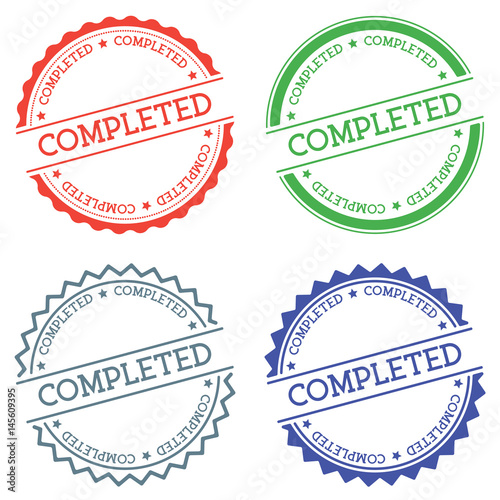 Fotografía Completed badge isolated on white background