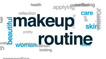 Sticker - Makeup routine animated word cloud, text design animation.