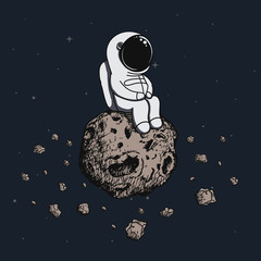 Wall Mural - astronaut travel on asteroid
