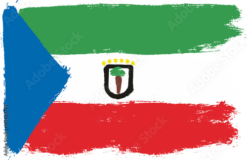 Fotografía Equatorial Guinea Flag Vector Hand Painted with Rounded Brush