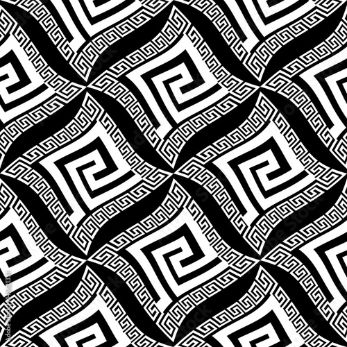 Isolated Vector Modern Geometric Seamless Pattern Background Isolated Vector Modern Geometric Seamless Pattern Background Wallpaper Ilration With Vintage Black White Greek Key Ornaments Shapes Figures Squares