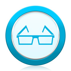 Aufkleber - 3d glasses blue vector icon on white background.