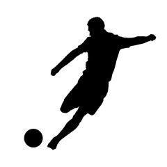 Wall Mural - Soccer player kicking ball, front view