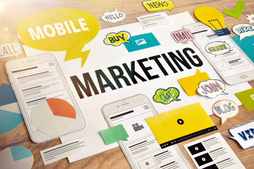 mobile marketing concept design. concept for website and mobile banner, social media marketing, inte