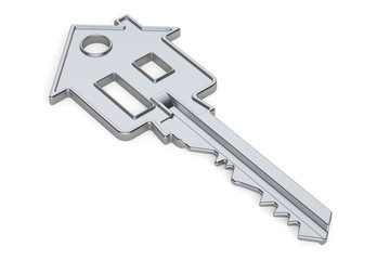 Poster - Home key with house silhouette, 3D rendering