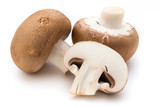 Fototapeta  - Fresh champignon mushrooms isolated on white.