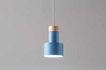 hanging luminous blue lamp