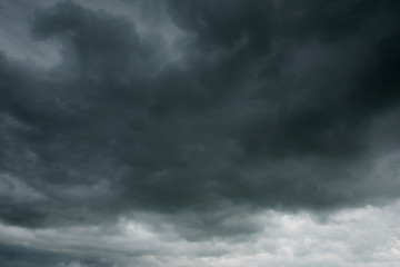 Wall Mural - dark sky and black clouds before rainy, dramatic black cloud and thunderstorm
