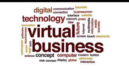 Poster - Virtual business animated word cloud, text design animation.